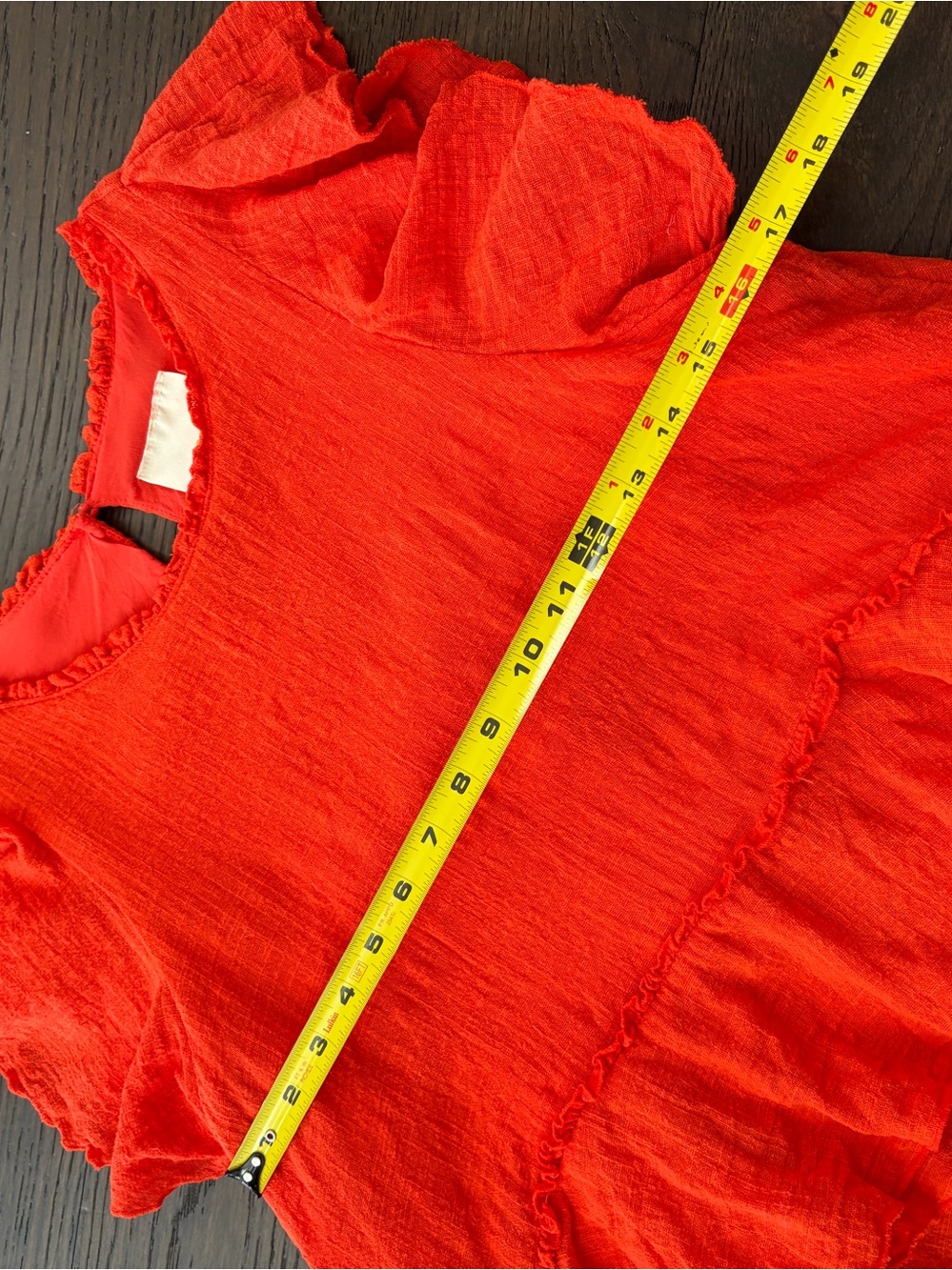 Anthropologie MAEVE Cascade Red Cotton Gauze Tiered Flutter Top Medium - Picture 7 of 9